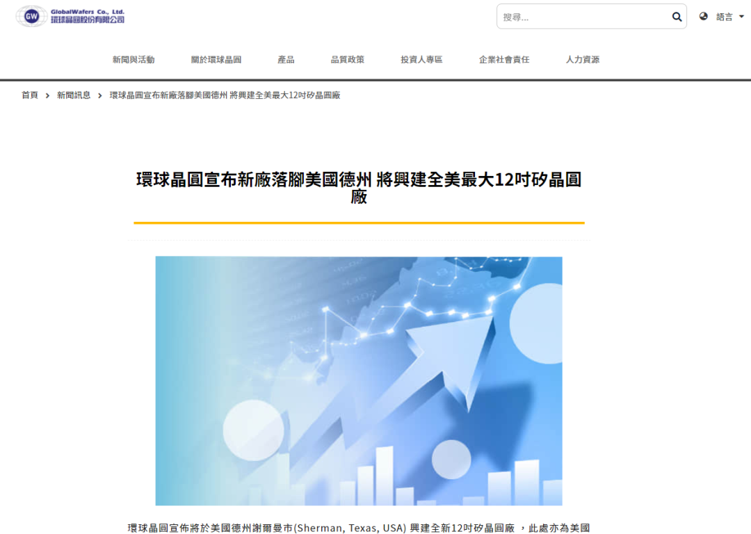 50億美元！環(huán)球晶宣布于美國(guó)德州建廠，董事長(zhǎng)回應(yīng)(圖1)